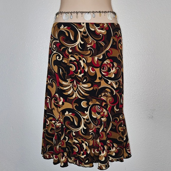 Briggs New York Dresses & Skirts - Briggs New York Paisley Floral Flounce Hem Midi Skirt